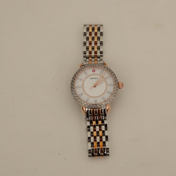 Michele Sidney MoP Diamond Silver Rose Gold Watch - Picture 10 of 13